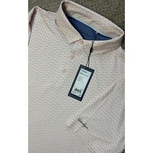 NEW Walter Hagen Mens L Performance 11 Golf Polo Retro Golfball Pink Stretch $70
